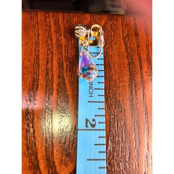 Vintage Briolette  Aurora Borealis Crystal Teardrop Clip-On Earrings! - Picture 10 of 11